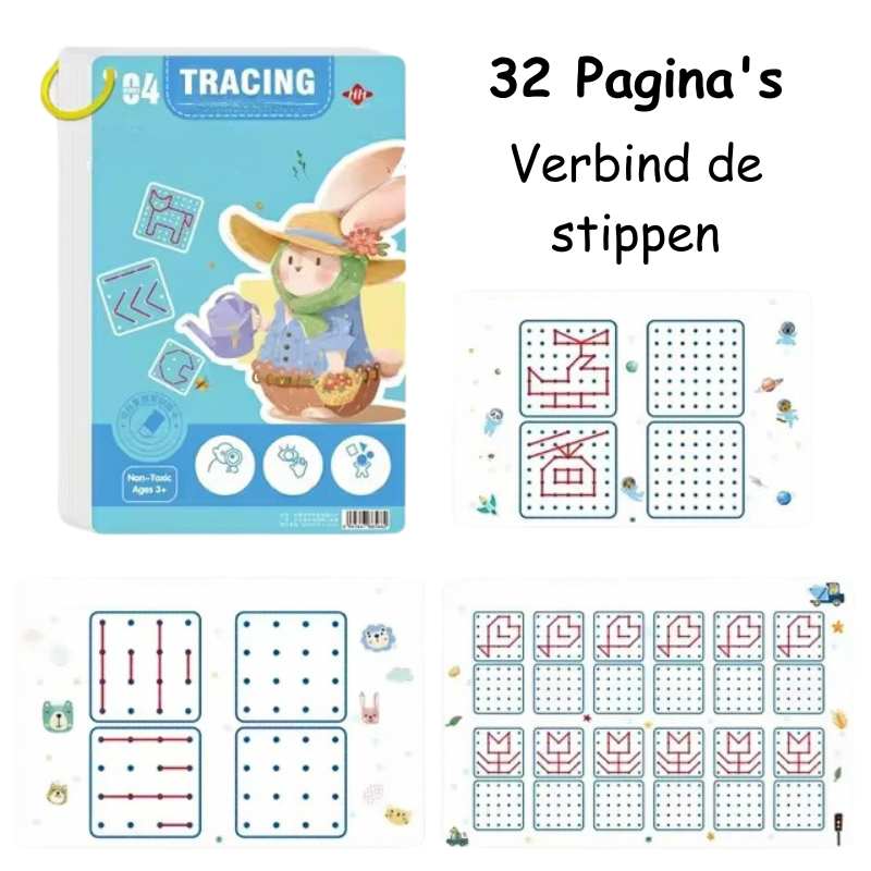 Tracing | Montessori-werkboek voor oefenlijnen, cijfers en patronen